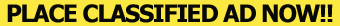 Place Classified Ad Now!!